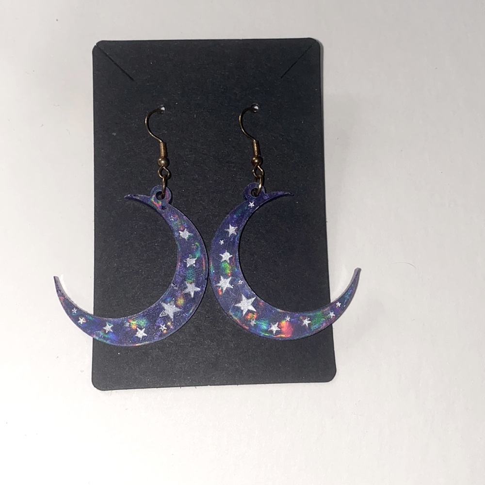 2for$20 bundle Purple holographic Moon Earrings